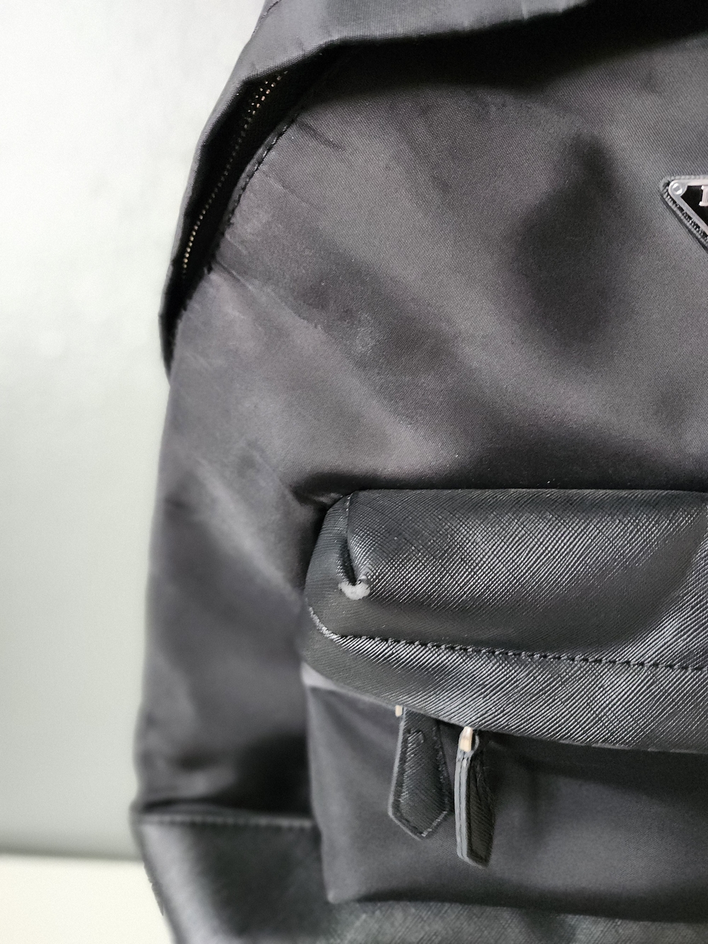 Prada Black Nylon Backpack Triangle Logo Zip Backpack Made in Italy - Picture 4 of 12